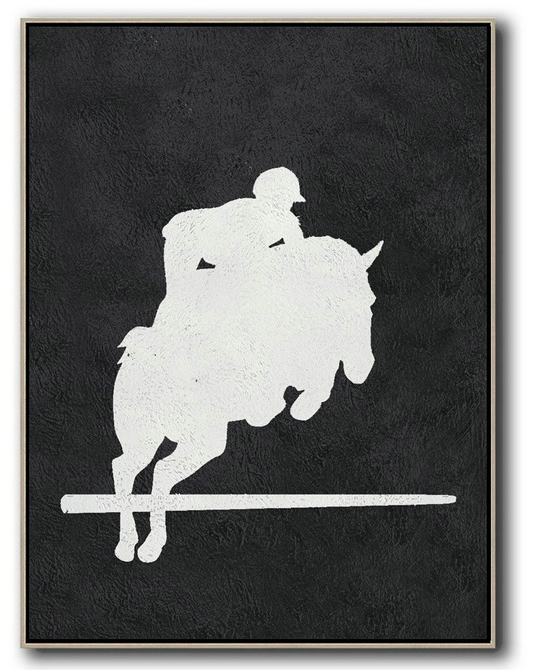 Large Living Room Decor,Black And White Minimal Painting On Canvas - Huge Abstract Canvas Art